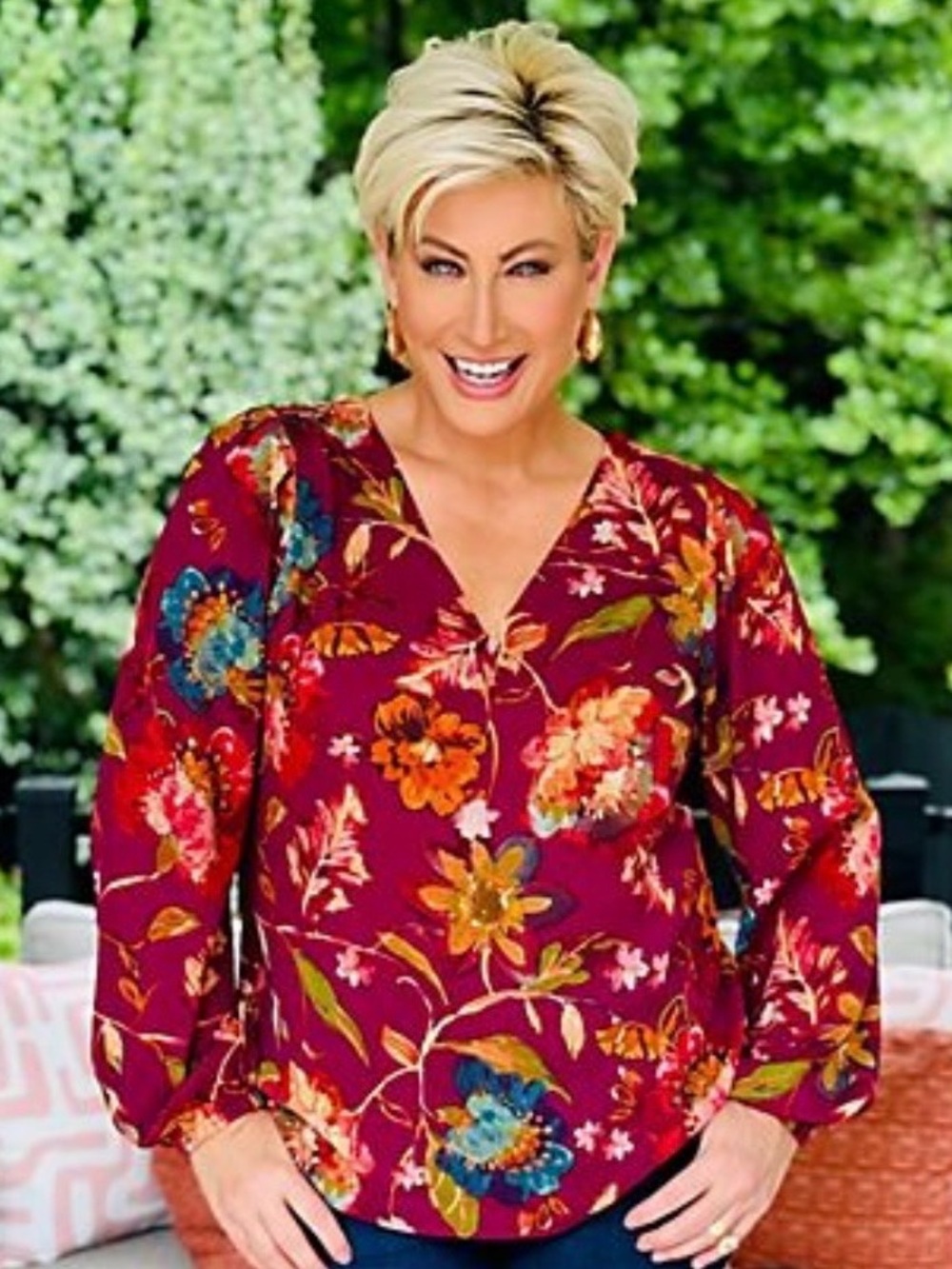Belle By Kim Gravel Plum Floral Find Your Fire Boho Chic Blouse Size Medium